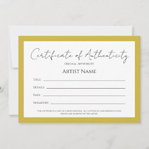 Tarjeta Festiva Certificado de autenticidad de la fotografía de ar