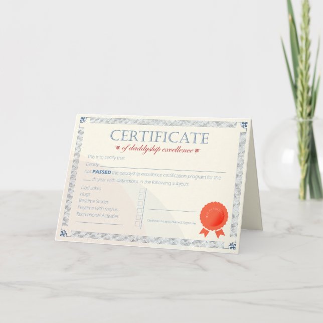Tarjeta Festiva Certificado de Excelencia en el Embarcadero: aprob (Anverso)
