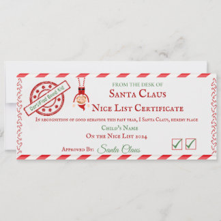 Tarjeta Festiva Certificado de Lista de Buenos