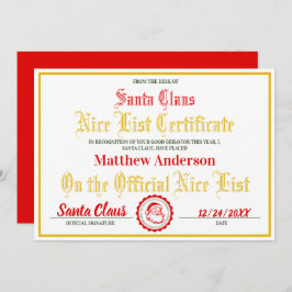 Tarjeta Festiva Certificado de lista para niños|Regalo de Navidade