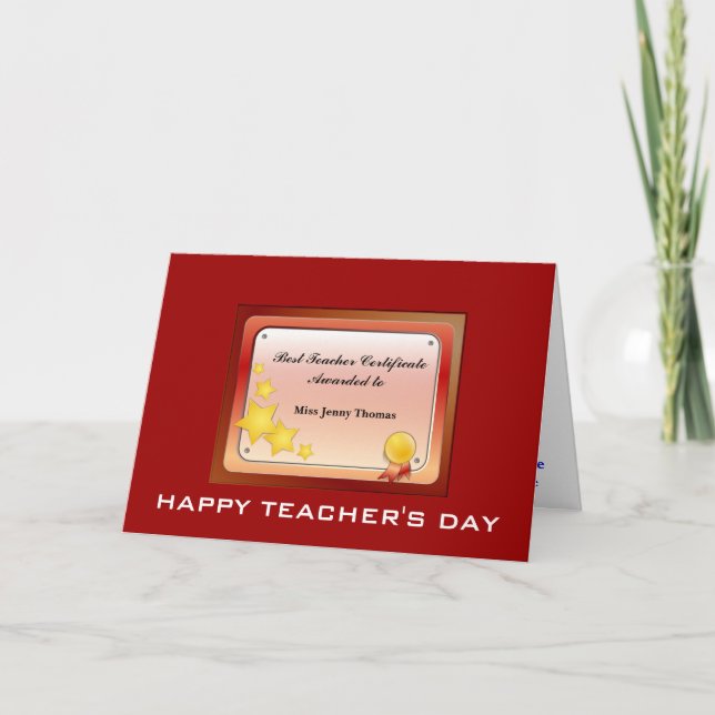 Tarjeta Festiva Certificado de Maestro (Personalizar) (Anverso)