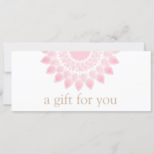Tarjeta Festiva Certificado de regalo de spa Pink Lotus Mandala