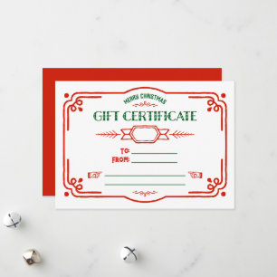 Tarjeta Festiva Certificado de regalo de vacaciones personalizado 