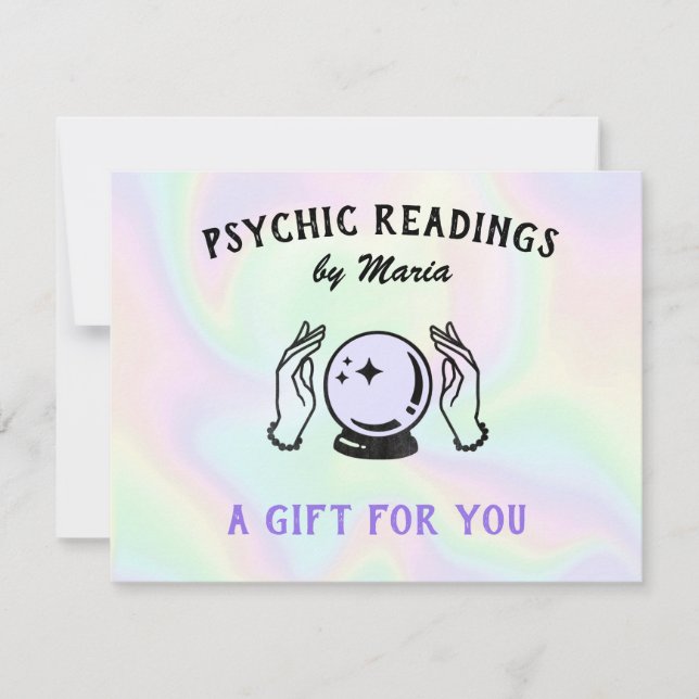Tarjeta Festiva Certificado de regalo Psíquico medio Holograhicp (Anverso)
