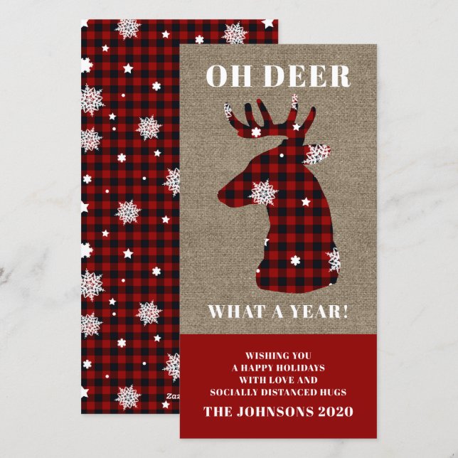 Tarjeta Festiva Cervato de Cuadro Divertido Nieve (Anverso / Reverso)