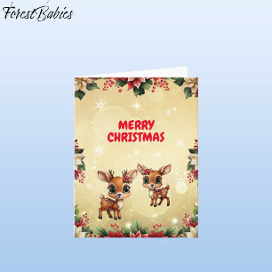 Tarjeta Festiva Cerveza, Amanecer, Perro, Renos Florales 🦌 🎄 Oro
