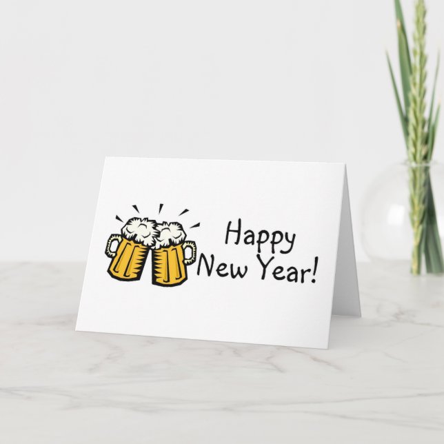 Tarjeta Festiva Cerveza de la Feliz Año Nuevo (Anverso)