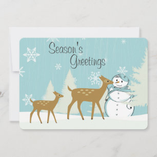 Tarjeta Festiva Cerveza de madera con Navidades de Snowman