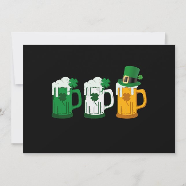 Tarjeta Festiva Cerveza Irlandesa Bandera de Irlanda Día de San Pa (Anverso)