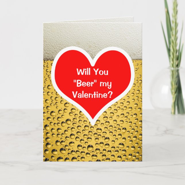 Tarjeta Festiva "Cerveza" Mi Vidrio de Cerveza de Valentín (Anverso)