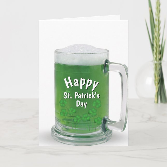 Tarjeta Festiva Cerveza verde del Día de San Patricio (Anverso)