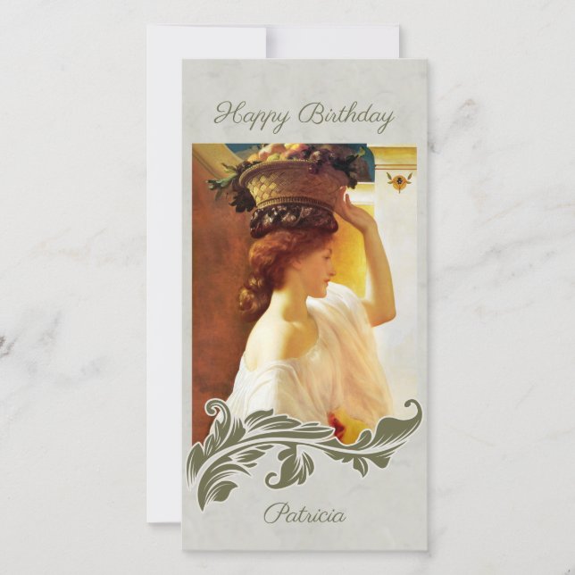 Tarjeta Festiva Cesta de Chica Leighton de la fruta CC1195 Birthda (Anverso)