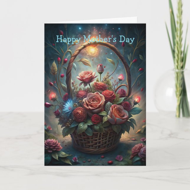 Tarjeta Festiva Cesta de flores Día de la Madre (Anverso)