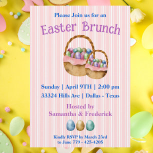 Tarjeta Festiva Cesta de huevos de Brunch de Pascua
