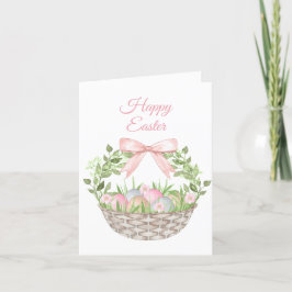 Tarjeta Festiva Cesta de Pascua Floral Rosa