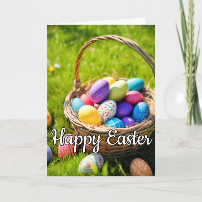 Tarjeta Festiva Cesta feliz de Pascua (Anverso)