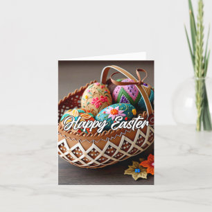 Tarjeta Festiva Cesta feliz de Pascua decorativa y colorida