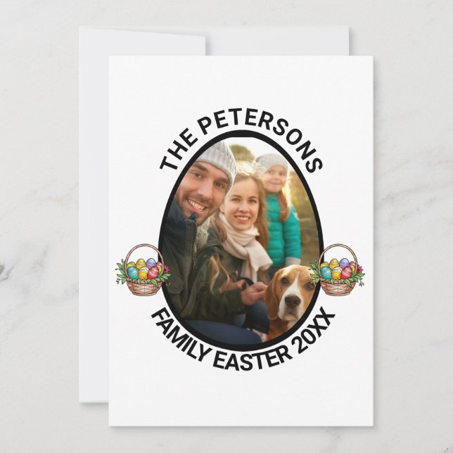 Tarjeta Festiva Cesta personalizada de huevos de fotos de pascua p (Anverso)