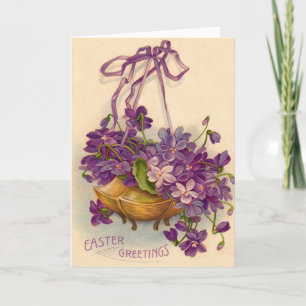 Tarjeta Festiva Cesta púrpura de la flor