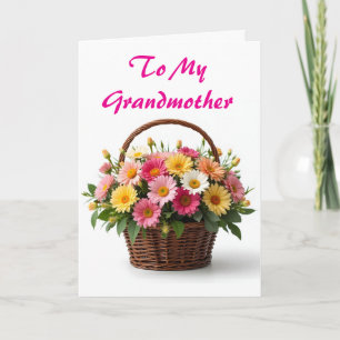 Tarjeta Festiva Cesto de Flores Día de la Madre Abuela