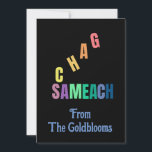 Tarjeta Festiva Chag Sameach judío colorido y moderno Saludo de fe<br><div class="desc">Un diseño de texto Chag Sameach moderno y colorido que significa felices fiestas es un saludo adecuado para muchos de los diferentes festivales judíos.</div>