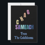 Tarjeta Festiva Chag Sameach judío FestivoSaludo ModernoColorido<br><div class="desc">Un diseño de texto Chag Sameach moderno y colorido que significa felices fiestas es un saludo adecuado para muchos de los diferentes festivales judíos.</div>