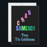 Tarjeta Festiva Chag Sameach judío FestivoSaludo ModernoColorido<br><div class="desc">Un diseño de texto Chag Sameach moderno y colorido que significa felices fiestas es un saludo adecuado para muchos de los diferentes festivales judíos.</div>
