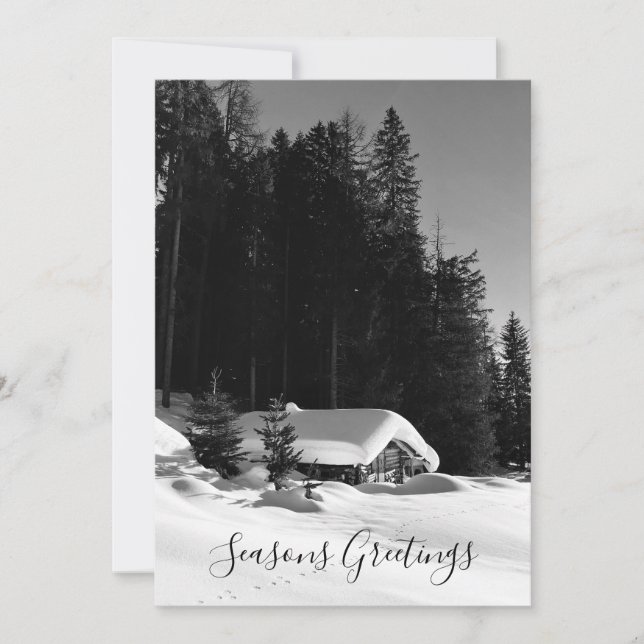 Tarjeta Festiva Chalet Suizo En La Nieve (Anverso)