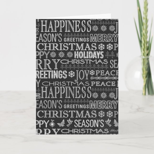 Tarjeta Festiva Chalk Board Christmas Greetings (Anverso)