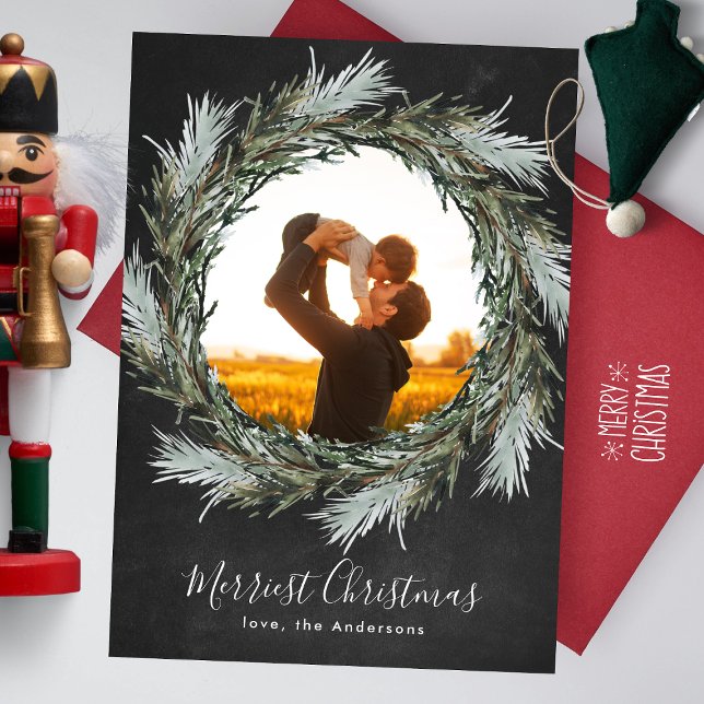 Tarjeta Festiva Chalk Pine Wreath Navidades de festividad (Subido por el creador)
