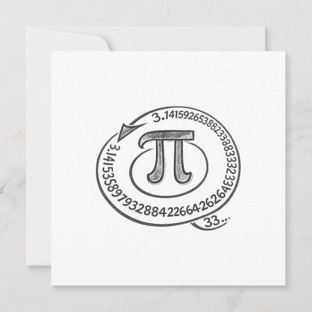 Tarjeta Festiva Chalk Style Pi Symbol with Digits – Math Pi Day (Anverso)