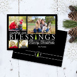 Tarjeta Festiva Chalkboard Blessings Christmas Photo Card<br><div class="desc">Obtén "oohs and aahs" de la familia y amigos en esta temporada de Navidades cuando envías un saludo único y moderno de DoodleLulu por el diseño de los bichos de 2 de junio! Contáctenos si desea modificar este diseño para su número específico de fotos o si necesita este diseño aplicado...</div>