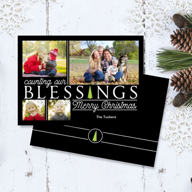 Tarjeta Festiva Chalkboard Blessings Christmas Photo Card (Subido por el creador)