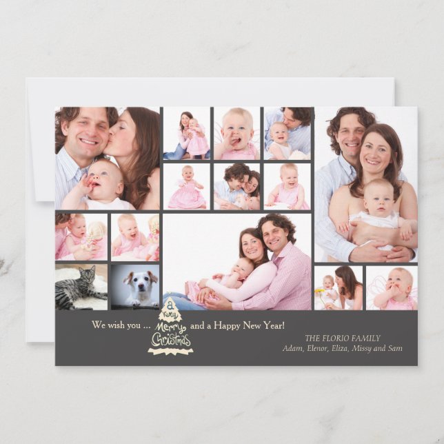 Tarjeta Festiva Chalkboard Collage Christmas Photo Card (Anverso)