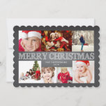 Tarjeta Festiva Chalkboard Collage de fotos navideño<br><div class="desc">¡Espacio para siete maravillosas fotos de tu hermosa familia! Con un saludo festivo de "Feliz Navidad" con un efecto escrito tiza sobre un fondo de tiza, esta tarjeta 5x7 presenta tipografía moderna, bordes de vieiras y un estilo sencillo para destacar fotos familiares. Habitación en la parte trasera para tu propio...</div>