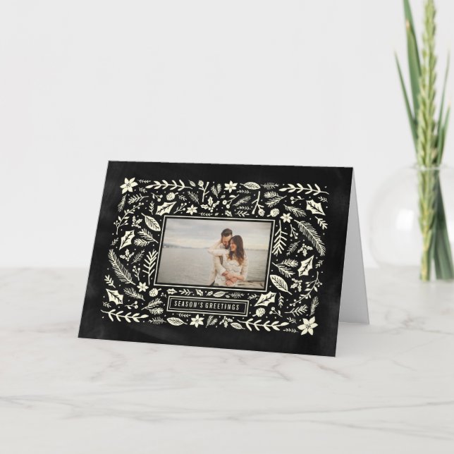 Tarjeta Festiva Chalkboard de flotación de invierno (Anverso)