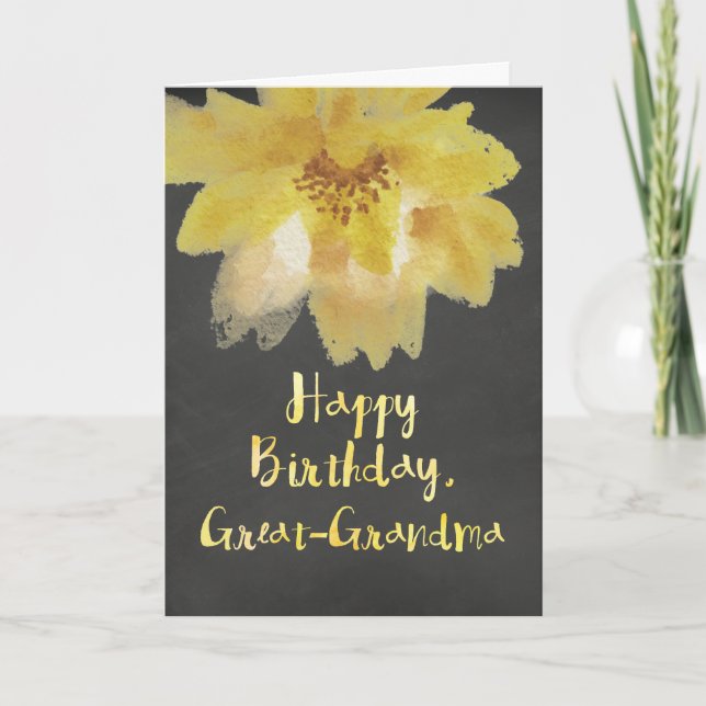 Tarjeta Festiva Chalkboard Flower Great Grandma Birday Card (Anverso)