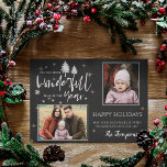 Tarjeta Festiva Chalkboard La Hora Más Maravillosa Del Año 2 Foto<br><div class="desc">Chalkboard Más Maravillosa Hora del Año 2 Foto Tarjeta de vacaciones. Fondo de tablero y espacio para 2 imágenes con EL MÁS MARAVILLOSO TIEMPO DEL AÑO escrito en estilo tipográfico de bonito . Envíe a su familia y amigos esta elegante y sencilla tarjeta de vacaciones con foto en pizarra. Se...</div>