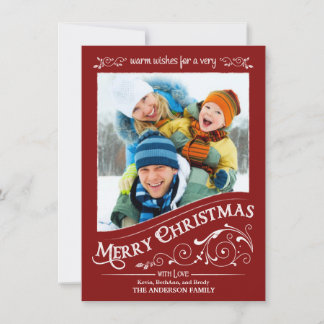 Tarjeta Festiva Chalkboard Merry Christmas Photo Flat Card