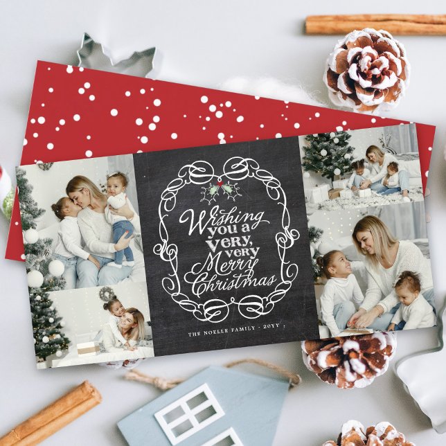 Tarjeta Festiva Chalkboard Mistletoguiones Merry Christmas Photo (Subido por el creador)