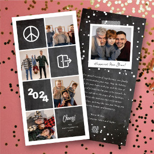 Tarjeta Festiva Chalkboard Peace Out 2024 Blocks 4 Collage de foto