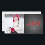Tarjeta Festiva Chalkboard Photo Holiday Greeting | Red Joy<br><div class="desc">Chalkboard Joy Holiday Greeting Photo Card | Red Glitter - horizontal. Elke Clarke© Other colors available in our shop at www.zazzle.com/monogramgallery.</div>