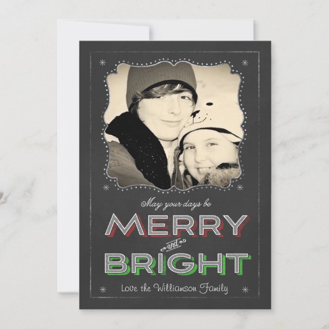 Tarjeta Festiva Chalkboard Que tus días sean Navidades brillantes (Anverso)