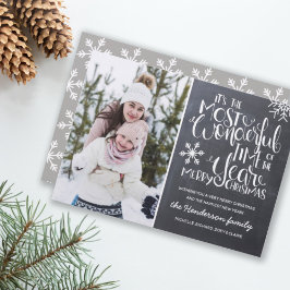 Tarjeta Festiva Chalkboard Snowflake Merry Christmas Photo |