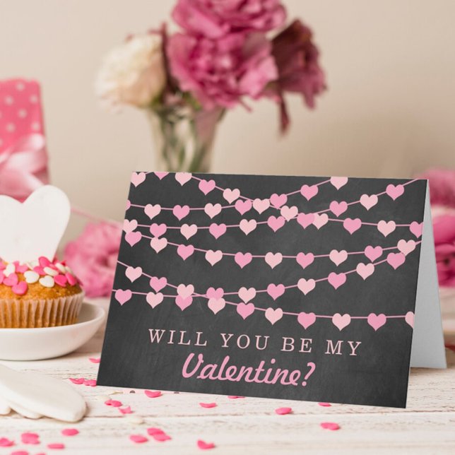 Tarjeta Festiva Chalkboard String Love Heart Happy Valentine Day (Subido por el creador)