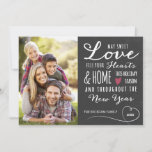 Tarjeta Festiva Chalkboard Sweet Love Holiday Photo Card<br><div class="desc">Chalkboard Sweet Love Holiday Tarjeta de fotos de Orabella Prints. Por favor,  reemplace la imagen de plantilla con una foto propia antes de comprarla.</div>