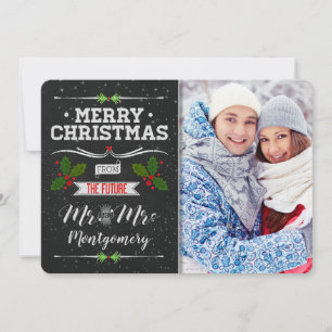 Tarjeta Festiva Chalkboard Tema Futuro Sr. y Sra. Navidades