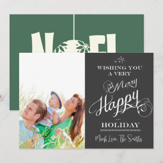 Tarjeta Festiva Chalkboard Typography Christmas photo card