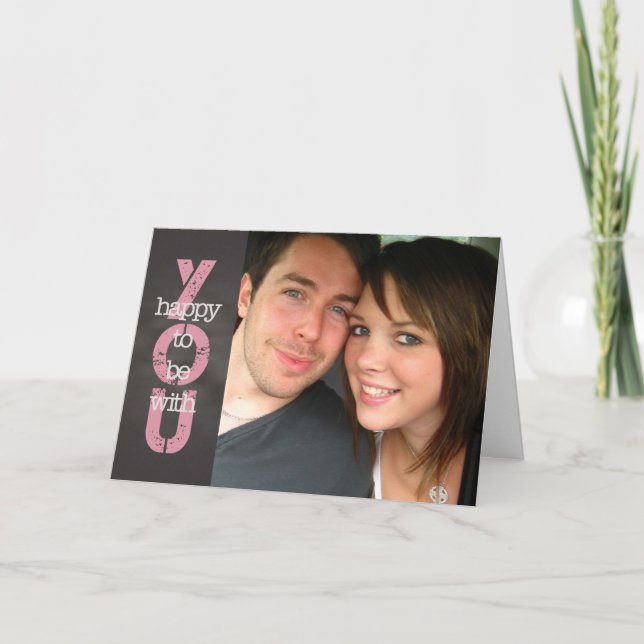 Tarjeta Festiva Chalkboard-Valentine Feliz de estar contigo person (Anverso)