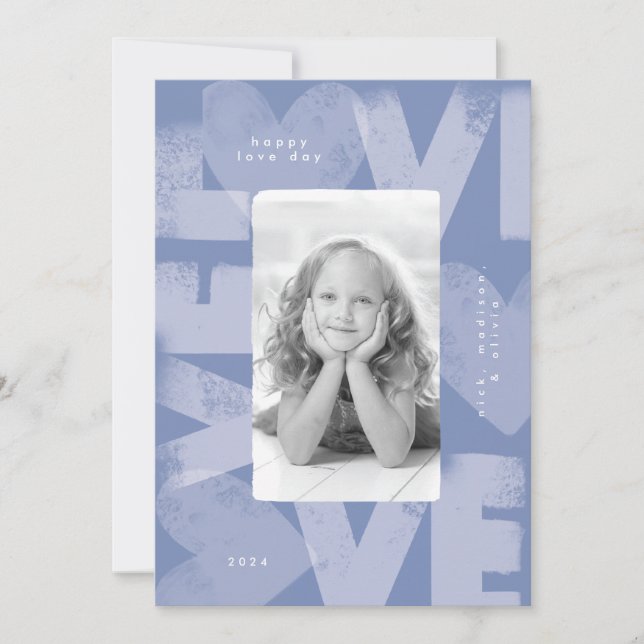 Tarjeta Festiva Chalky Graffiti Fun Peri Blue Valentine Photo Card (Anverso)